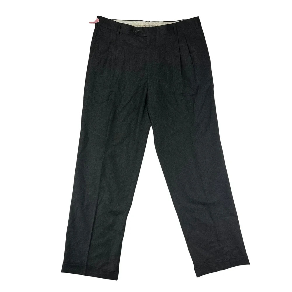Enzo Mantovani Dress Pants Mens 36x32 Gray Pleated Wool‎ Cashmere Trousers Italy